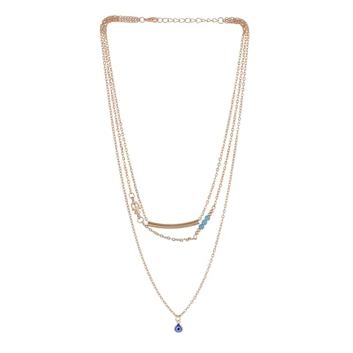 Evil Eye Charm Necklace, Multi-Layered